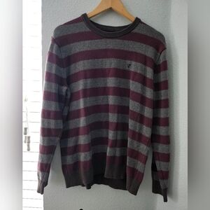 Voity Brand Men's Strip gray burgandy Casual Sweater Size Large.